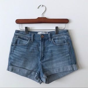 Abercrombie & Fitch High Rise Medium Wash Short Style Cuffed Denim Shorts
